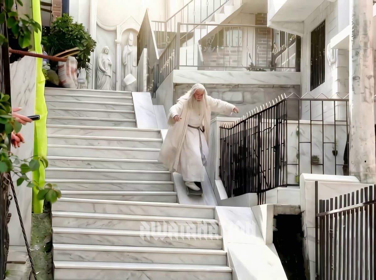 Gandalf skating in Minas Tirith and Mordor